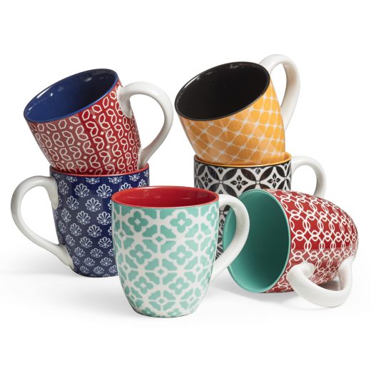 DOWAN set of 6 ceramic coffee mugs Set of 6 Ceramic Coffee Mugs