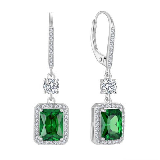 FJ 925 sterling silver birthstone drop earrings 925 Sterling Silver Birthstone Drop Earrings