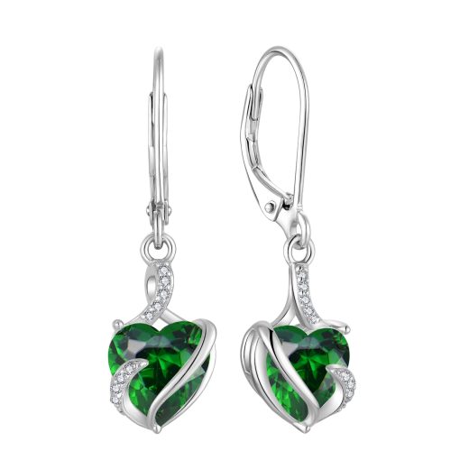 FJ 925 sterling silver heart dangle drop 925 Sterling Silver Heart Dangle Drop Earrings