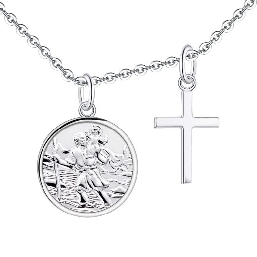 FJ 925 sterling silver st. christopher pendant 925 Sterling Silver St Christopher Pendant Necklace