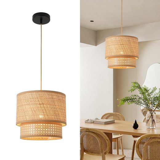FORCOSO vintage boho rattan pendant light Vintage Boho Rattan Pendant Light