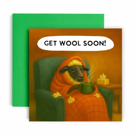 Huxters funny sheep get well card Funny Sheep Get Well Card