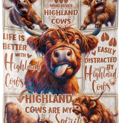 INNObeta highland cow flannel throw blanket Highland Cow Flannel Throw Blanket