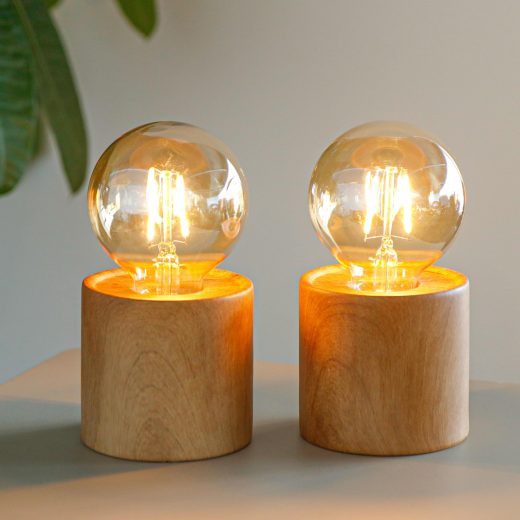 Set of 2 Wood Grain Table Lamp