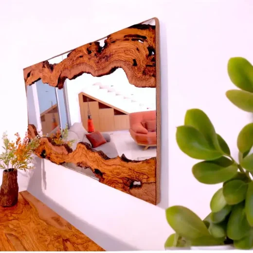 Natural Olive Wood Wall Mirror 100 X 60 X 3 Cm u2013 Oliveart Natural olive wood wall mirror 100 x 60 x 3 cm by Oliveart