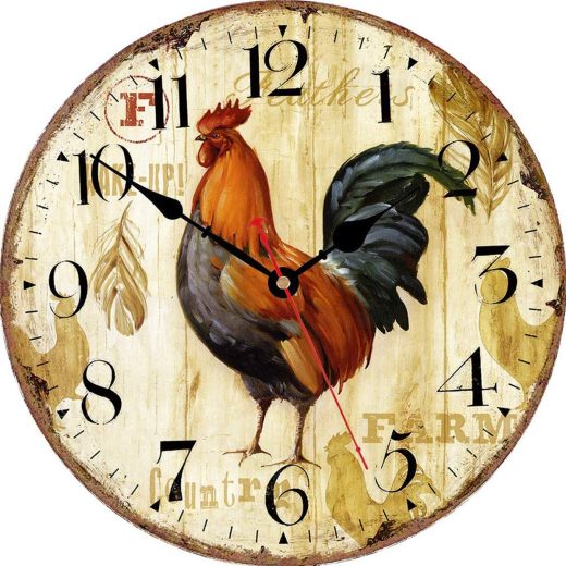 Vintage Farmhouse Rooster Wall Clock