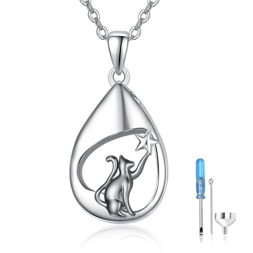 TANGPOET black cat ashes necklace 925 sterling Black Cat Ashes Necklace 925 Sterling Silver
