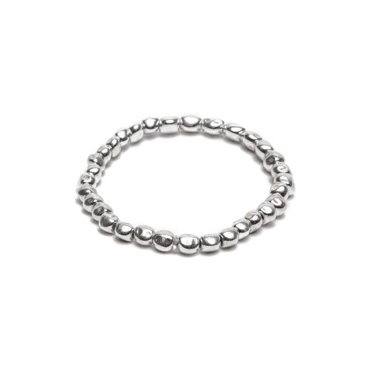 Silver Plated Elastic Bracelet with Large Pebbles u2013 Vestopazzo Silver Plated Elastic Bracelet with Large Pebbles by Vestopazzo