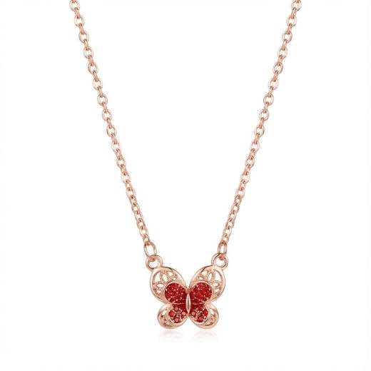 XINGJUHUI rose gold butterfly pendant necklace Rose Gold Butterfly Pendant Necklace