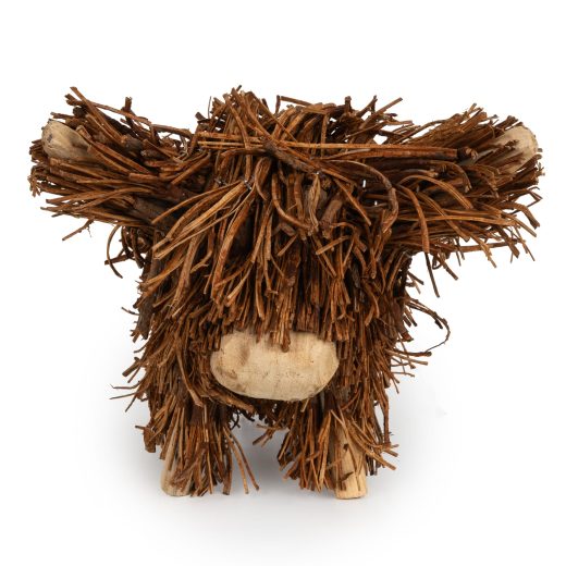 Small Rattan Highland Cow Ornament