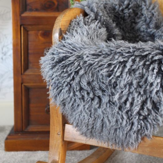 Curly Sheepskin in Denim Grey Curly Sheepskin in Denim Grey