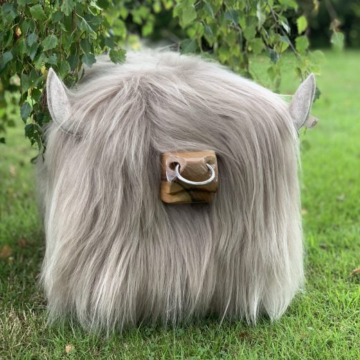 Highland Bull Footstool in Taupe with Nose Ring Highland Bull Footstool in Taupe with Nose Ring