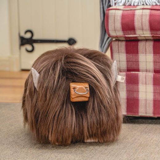 Highland Calf Footstool in Ash