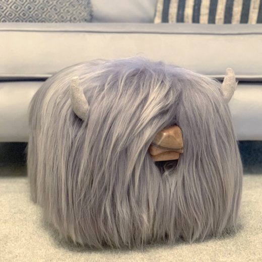 Highland Cow Footstool in Stone Highland Cow Footstool in Stone