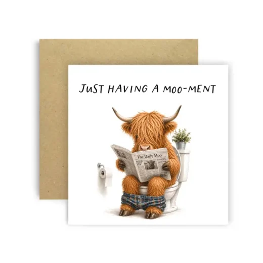 Funny Highland Cow Greeting Card Funny Highland Cow Greeting Card