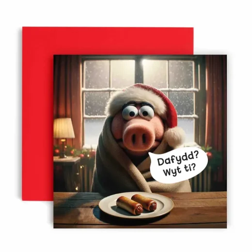 Welsh Dafydd Wyt Ti Pigs in Blankets Christmas u2013 Huxters Welsh Pigs in Blankets Christmas Card by Huxters