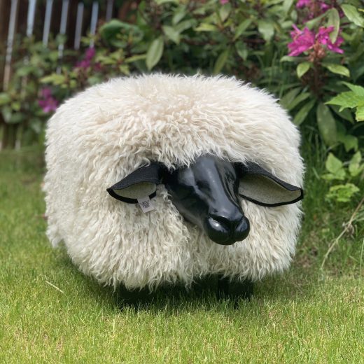 Sheep Footstool in Curly Barley