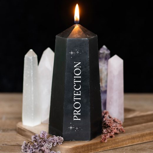 Protection Crystal Candle with Black Obsidian